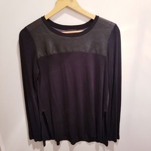 Aritzia Wilfred Free | Black Top Faux Leather Top Shirt